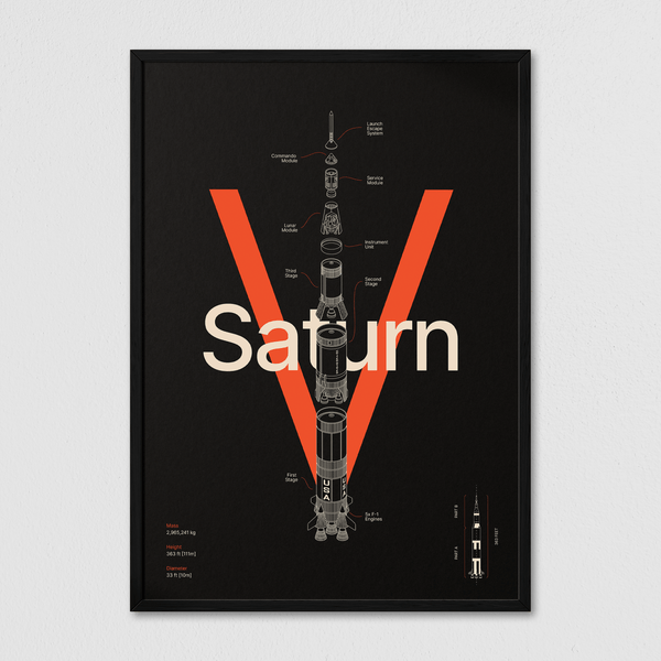 Saturn V - Black - Arte Collective